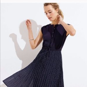 LOFT | Henley Navy Pleated Midi